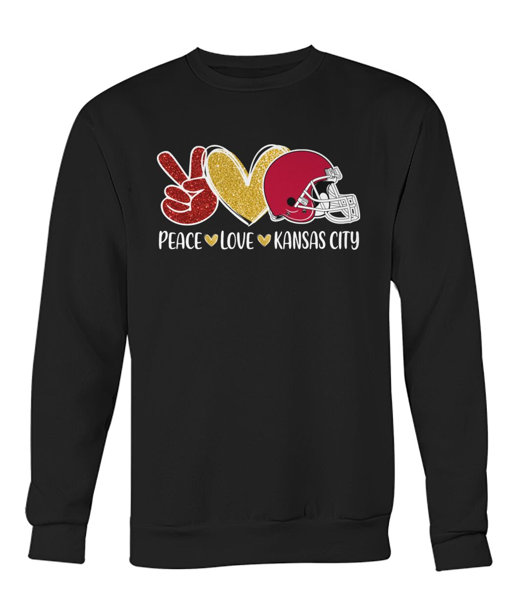 Kansas City American Football Peace Red Gold Long Sleeve Shirt, Perfect Outfit For Men Women Family Love Kansas City Football Sport