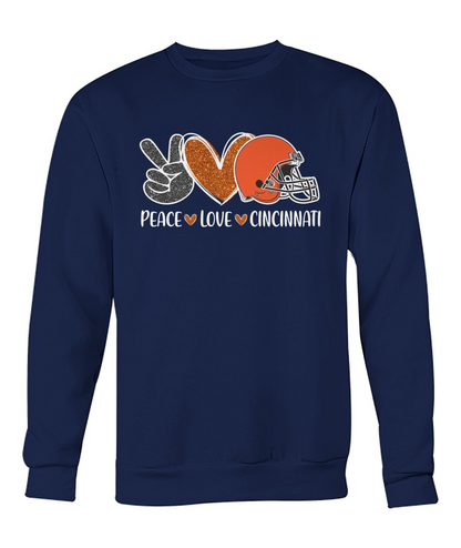 Cincinnati American Football Peace Black Orange Sweatshirts, Perfect Outfit For Men Women Family Love Cincinnati City Football Sport Lovers