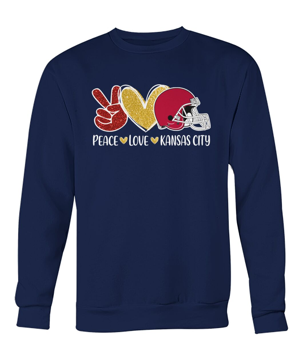 Kansas City American Football Peace Red Gold Long Sleeve Shirt, Perfect Outfit For Men Women Family Love Kansas City Football Sport