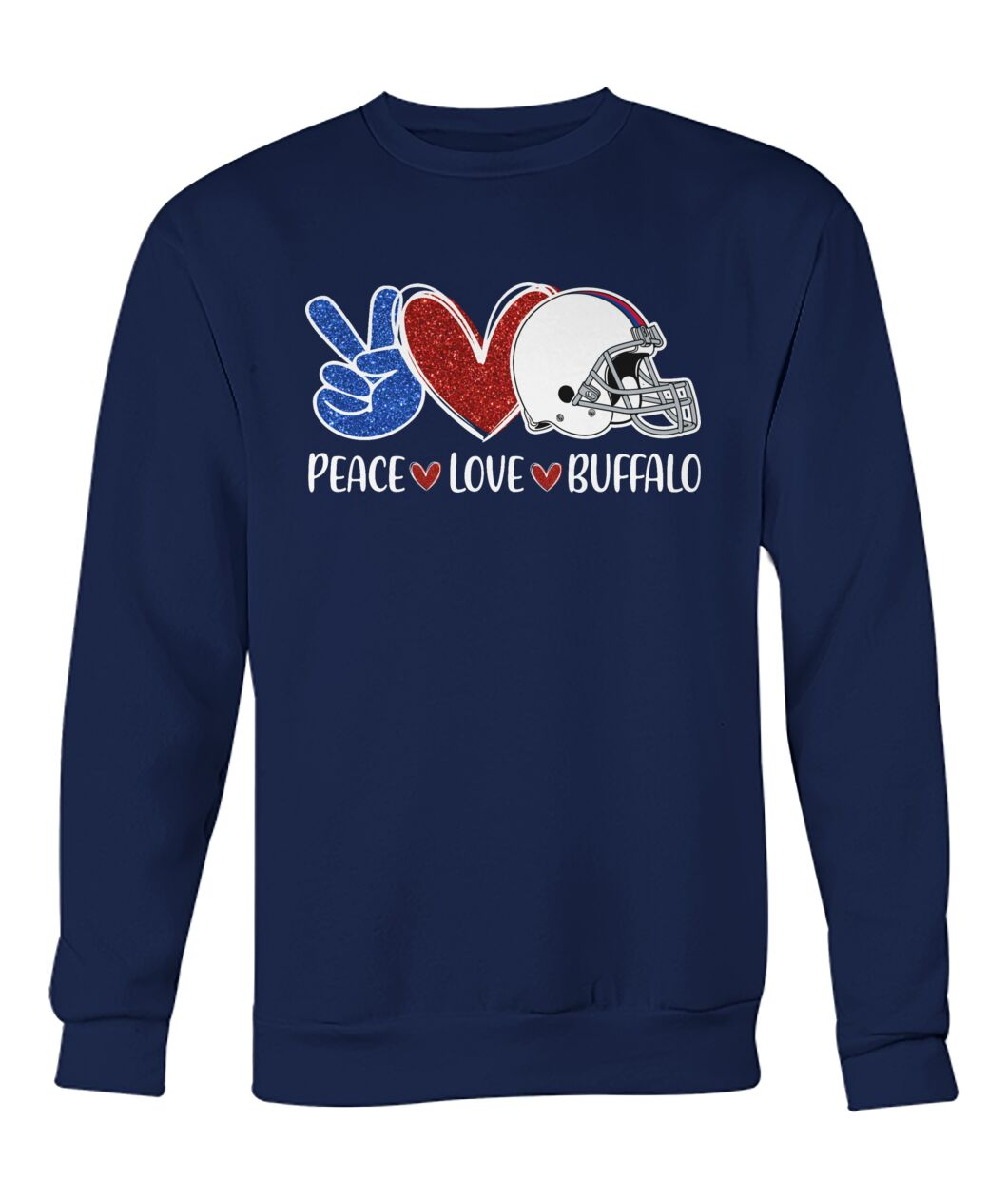 Buffalo American Football Peace Love Blue Red T-Shirt For Men Women Family Love Buffalo Sports, Perfect Outfit For Football Lovers