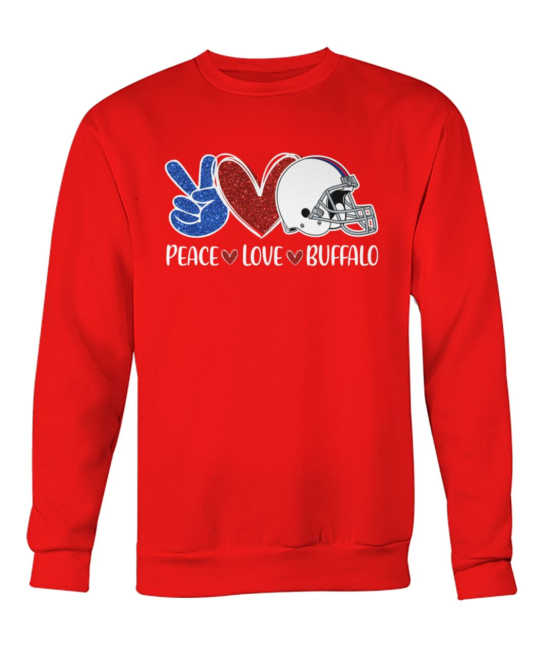 Buffalo American Football Peace Love Blue Red T-Shirt For Men Women Family Love Buffalo Sports, Perfect Outfit For Football Lovers