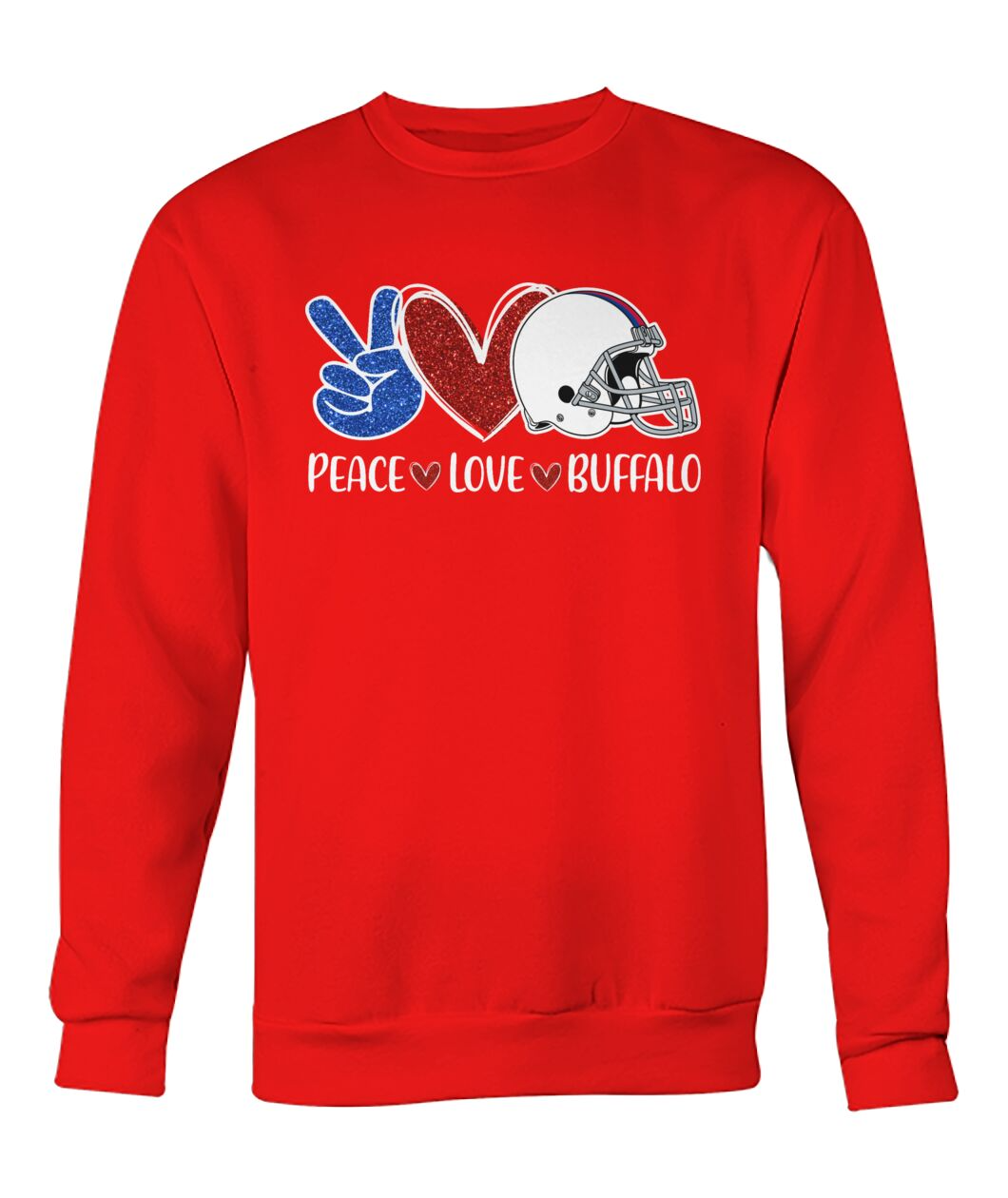 Buffalo American Football Peace Love Blue Red Long Sleeve Shirt For Men Women Family Love Buffalo Sport, Perfect Outfit For Football Lovers