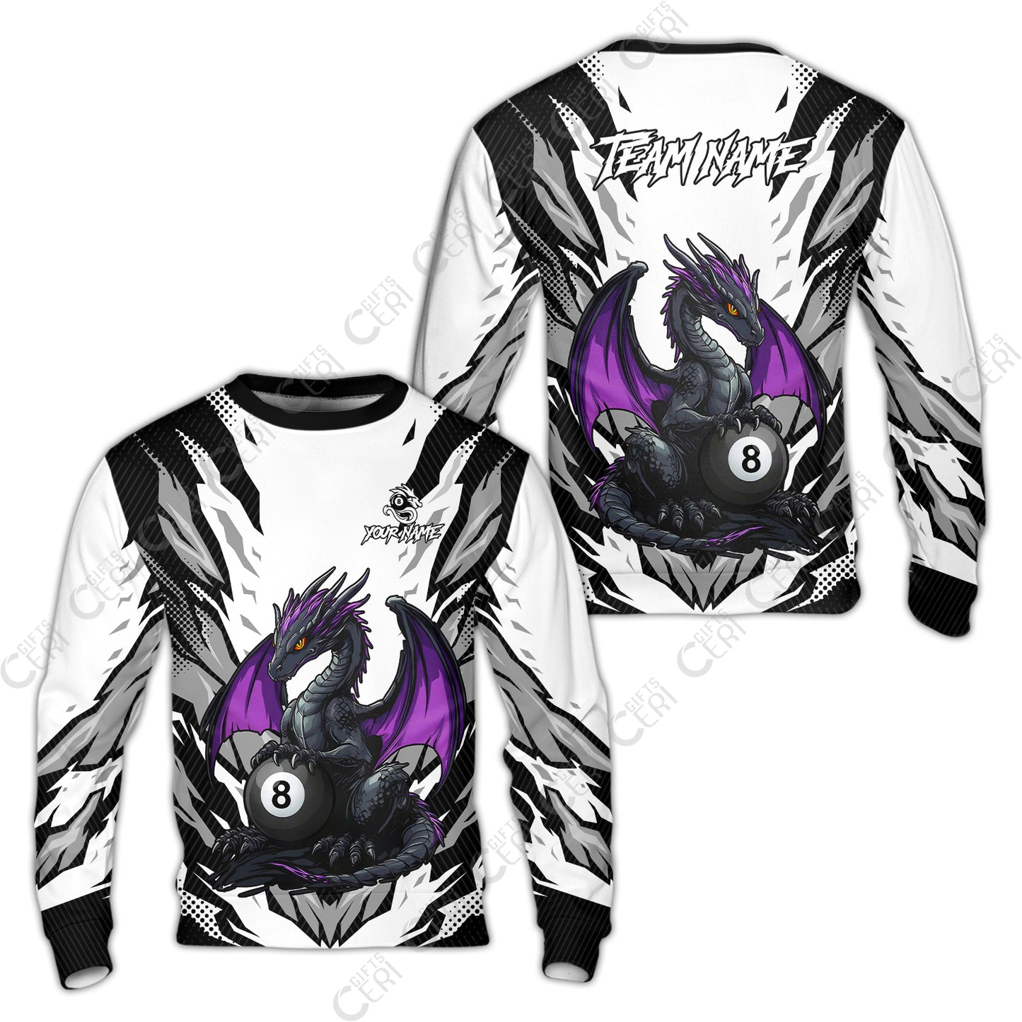 Customized Billiards Sweatshirt, Personalized Baby Dragon 8 Ball Jersey Gift For Billiard Players