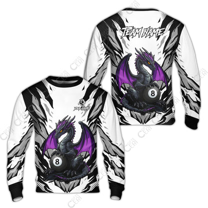 Customized Billiards Sweatshirt, Personalized Baby Dragon 8 Ball Jersey Gift For Billiard Players