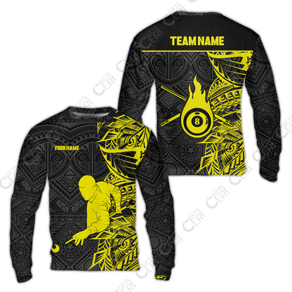 Customized 8 Ball Pool Sweatshirt, 8-Ball Billiards Tattoo Pattern, Billiards Jerseys