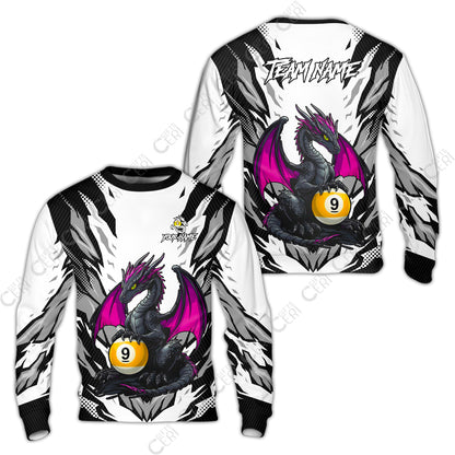 Customized Billiards Sweatshirt, Personalized Baby Dragon 9 Ball Jersey Gift For Billiard Players