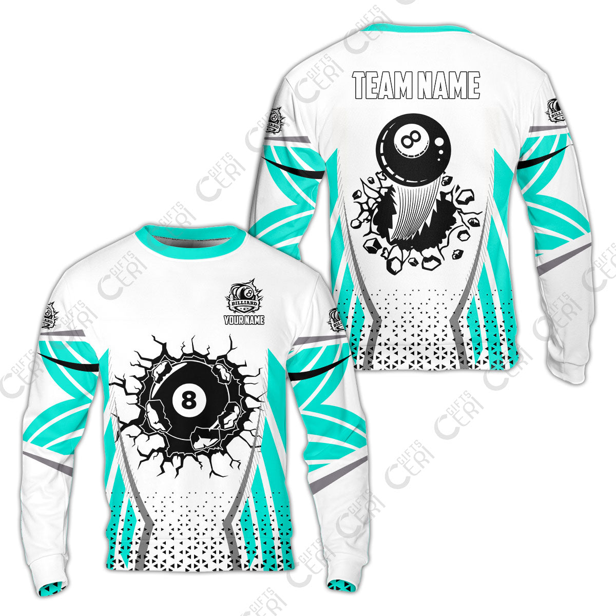 Customized 8 Ball Pool Sweatshirt, Billiard Triangle Pattern, 8-Ball Breaks The Wall, Billiard Jerseys