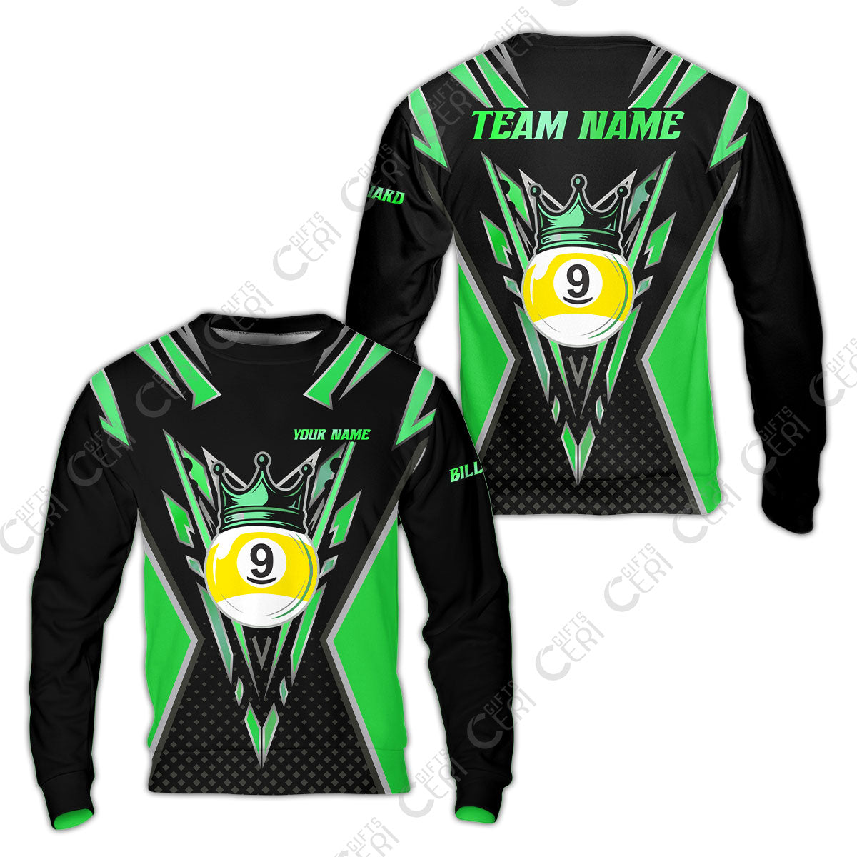 Customized 9 Ball Pool Sweatshirt, Billiard 9-Ball Crown, Billiard Jerseys