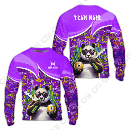 Customized 9 Ball Pool Sweatshirt, 9-Ball Panda Bamboo Billiards, Billiards Jerseys
