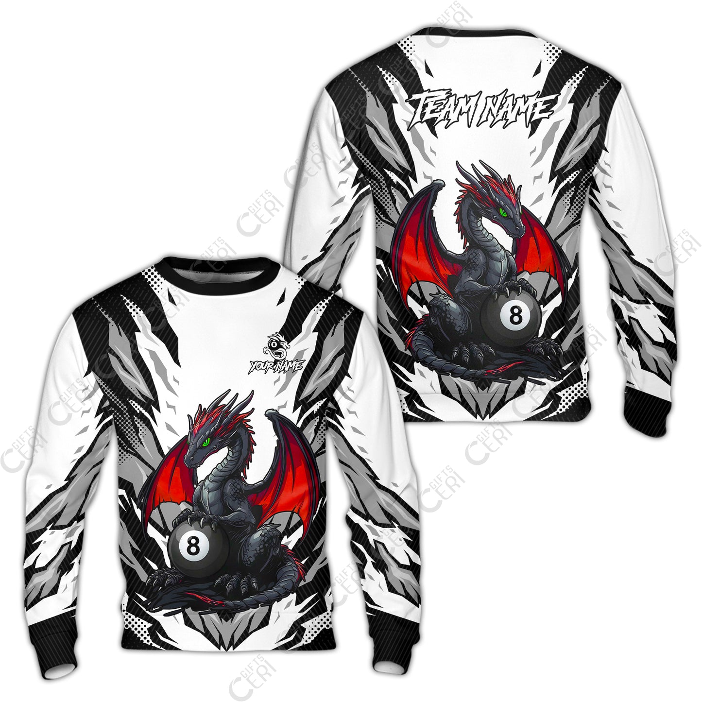 Customized Billiards Sweatshirt, Personalized Baby Dragon 8 Ball Jersey Gift For Billiard Players