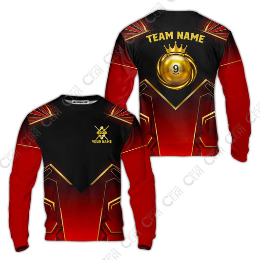 Customized 9 Ball Pool Sweatshirt, Tech-Futuristic 3 Scale 9-Ball, Personalized Billiards Jersey