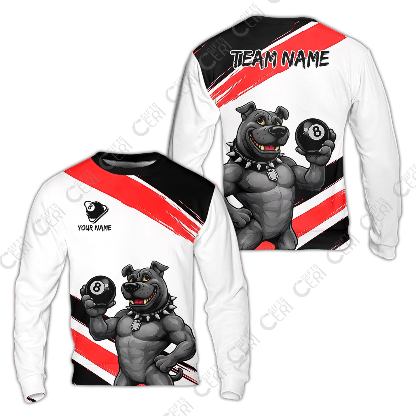 Customized Billiards Sweatshirt, Personalized Pitbull 8 Ball Jersey Gift For Billiard Players