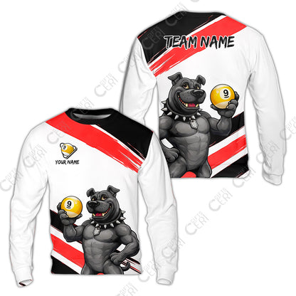 Customized Billiards Sweatshirt, Personalized Pitbull 9 Ball Jersey Gift For Billiard Players