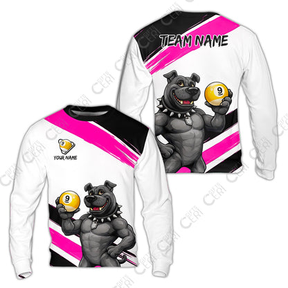 Customized Billiards Sweatshirt, Personalized Pitbull 9 Ball Jersey Gift For Billiard Players