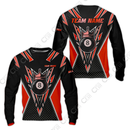 Customized 8 Ball Pool Sweatshirt, Billiard 8-Ball Crown, Billiard Jerseys