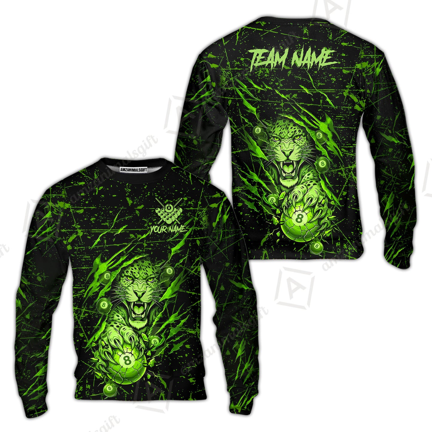 Customized Billiards Sweatshirt, Panther Hold 8-Ball Billiards Jersey Gift For Billiard Players
