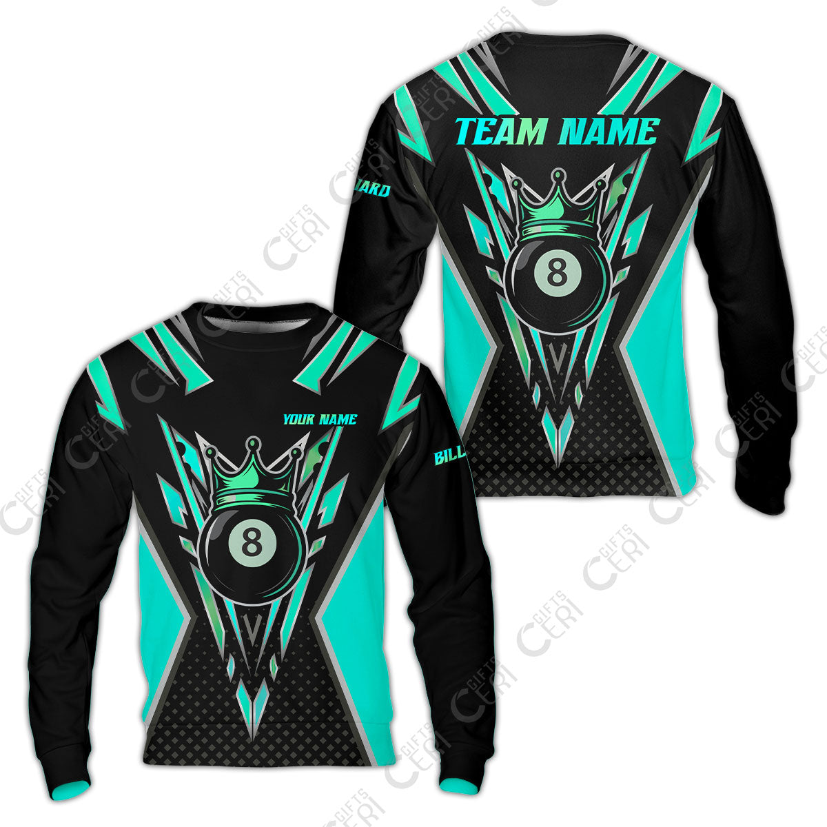 Customized 8 Ball Pool Sweatshirt, Billiard 8-Ball Crown, Billiard Jerseys