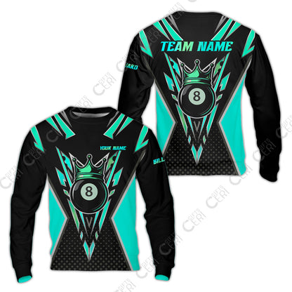 Customized 8 Ball Pool Sweatshirt, Billiard 8-Ball Crown, Billiard Jerseys