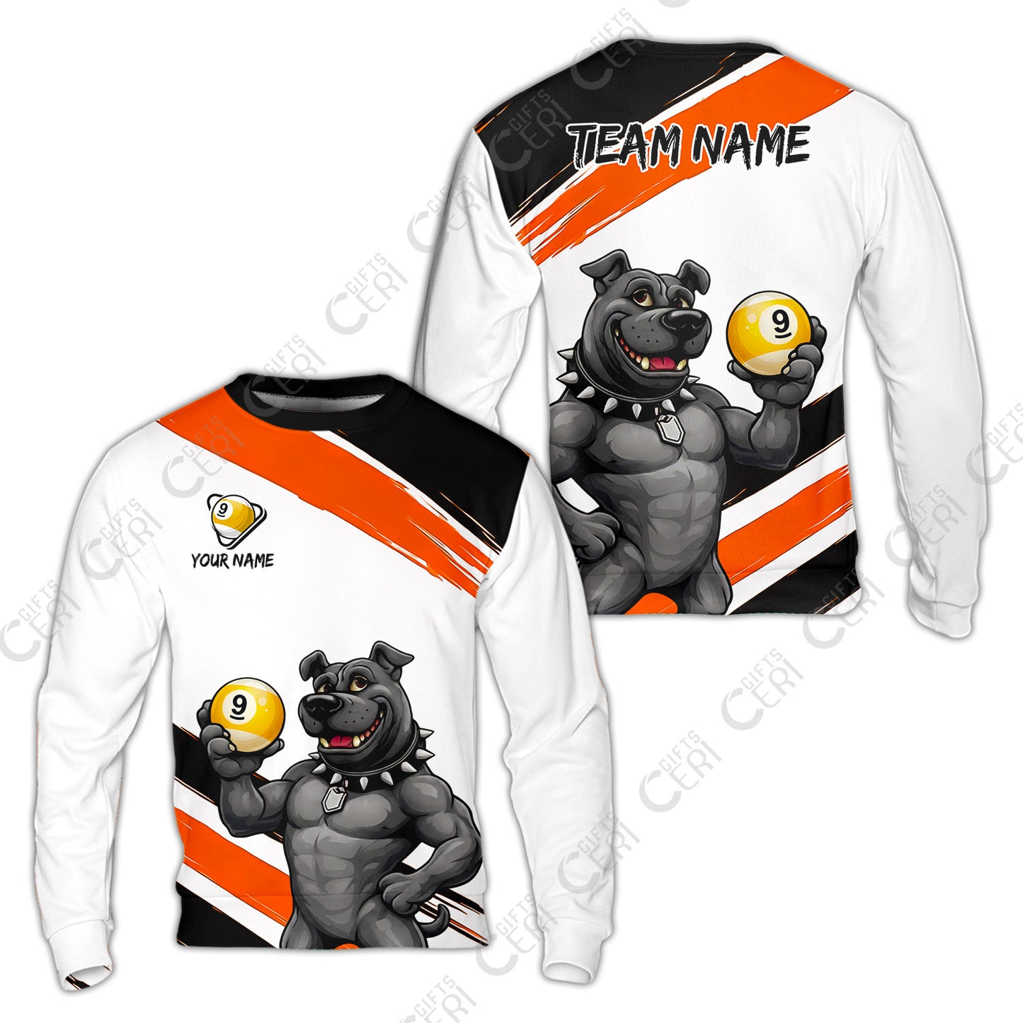 Customized Billiards Sweatshirt, Personalized Pitbull 9 Ball Jersey Gift For Billiard Players