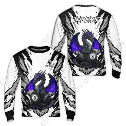 Customized Billiards Sweatshirt, Personalized Baby Dragon 8 Ball Jersey Gift For Billiard Players
