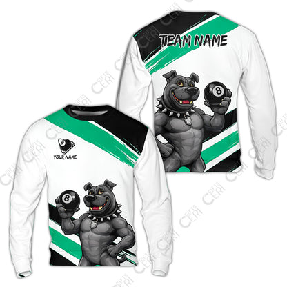 Customized Billiards Sweatshirt, Personalized Pitbull 8 Ball Jersey Gift For Billiard Players