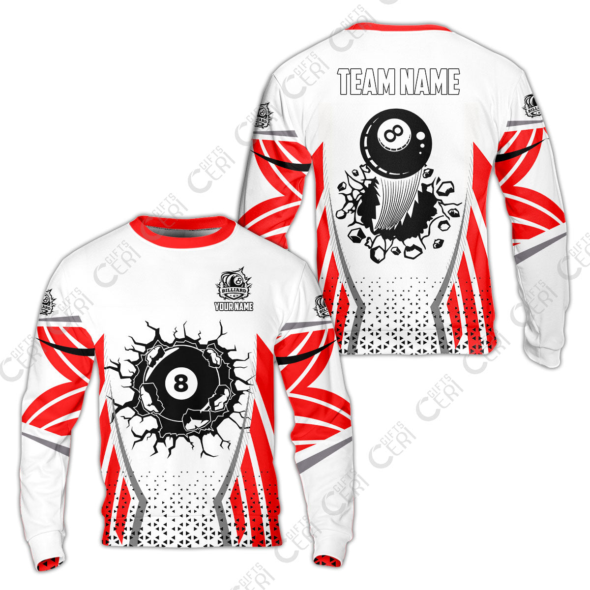 Customized 8 Ball Pool Sweatshirt, Billiard Triangle Pattern, 8-Ball Breaks The Wall, Billiard Jerseys