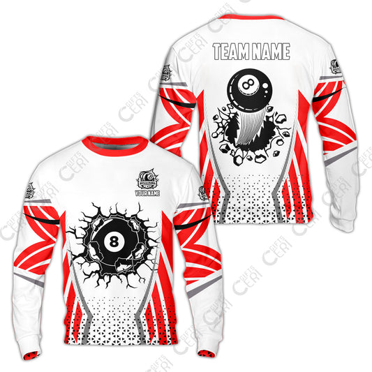 Customized 8 Ball Pool Sweatshirt, Billiard Triangle Pattern, 8-Ball Breaks The Wall, Billiard Jerseys