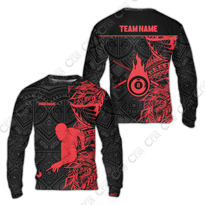Customized 8 Ball Pool Sweatshirt, 8-Ball Billiards Tattoo Pattern, Billiards Jerseys