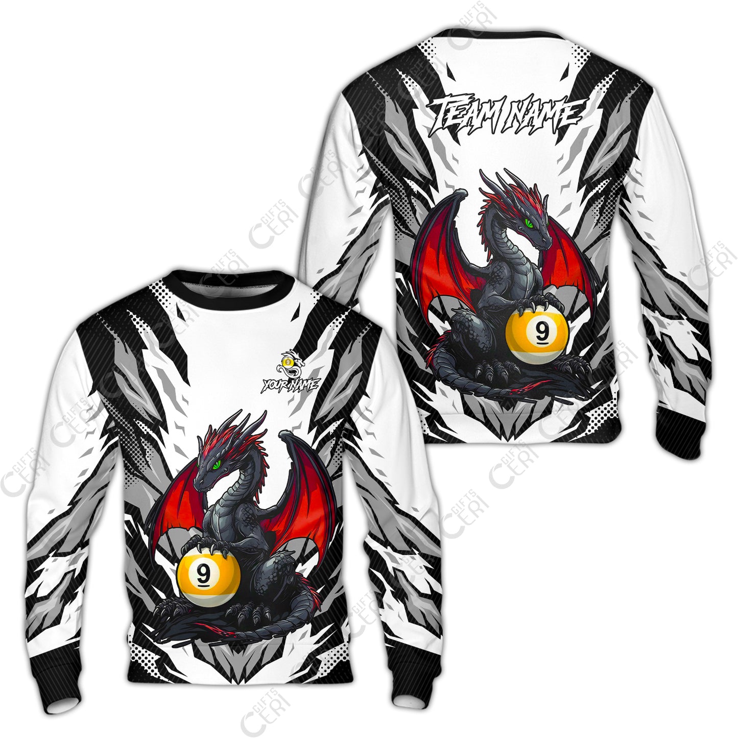 Customized Billiards Sweatshirt, Personalized Baby Dragon 9 Ball Jersey Gift For Billiard Players