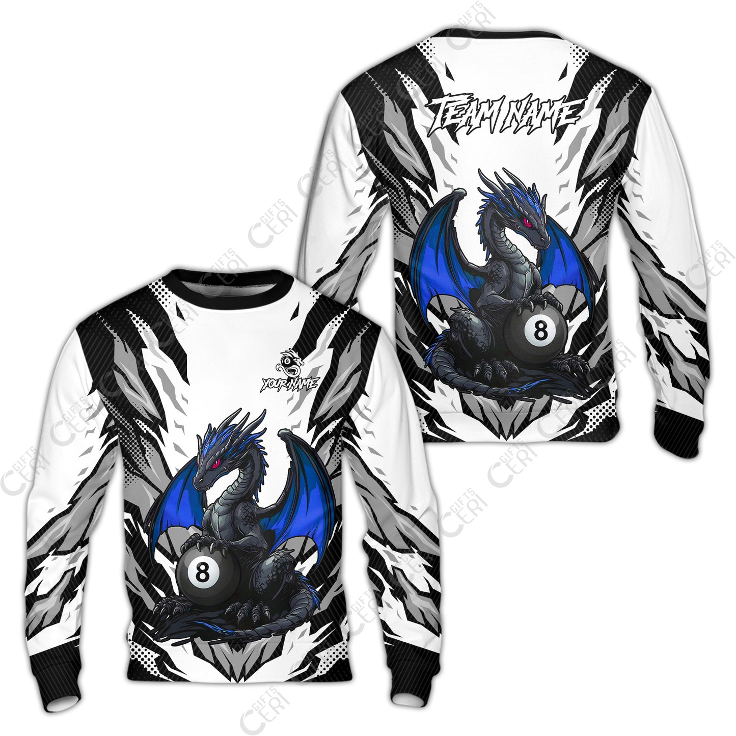 Customized Billiards Sweatshirt, Personalized Baby Dragon 8 Ball Jersey Gift For Billiard Players