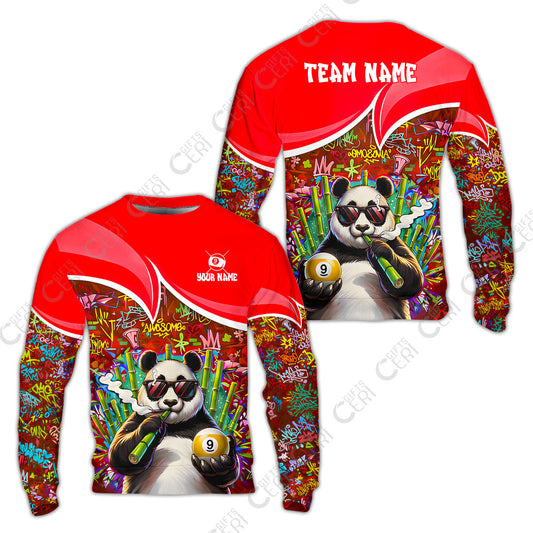 Customized 9 Ball Pool Sweatshirt, 9-Ball Panda Bamboo Billiards, Billiards Jerseys