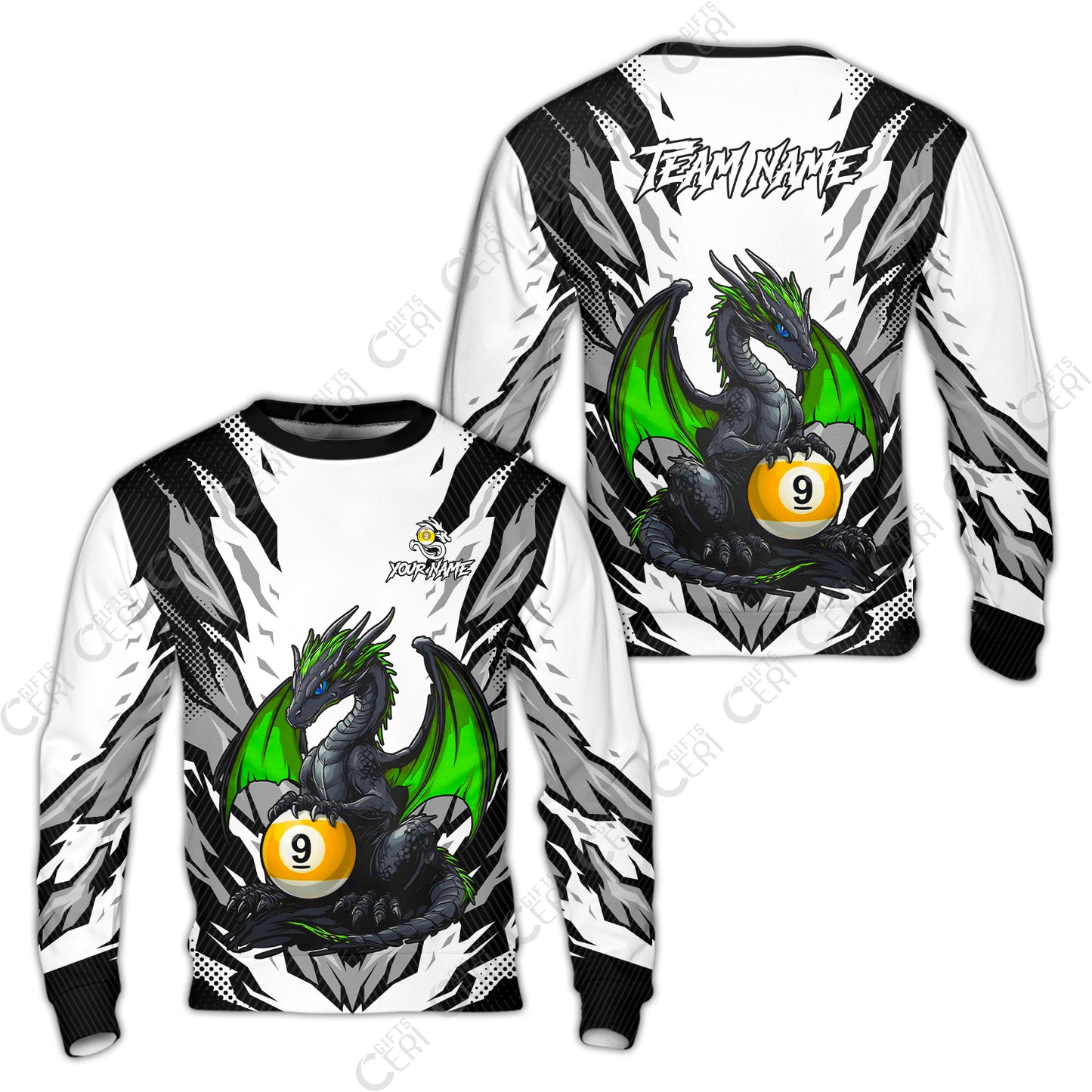 Customized Billiards Sweatshirt, Personalized Baby Dragon 9 Ball Jersey Gift For Billiard Players