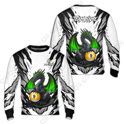 Customized Billiards Sweatshirt, Personalized Baby Dragon 9 Ball Jersey Gift For Billiard Players