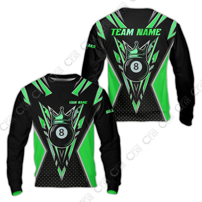 Customized 8 Ball Pool Sweatshirt, Billiard 8-Ball Crown, Billiard Jerseys