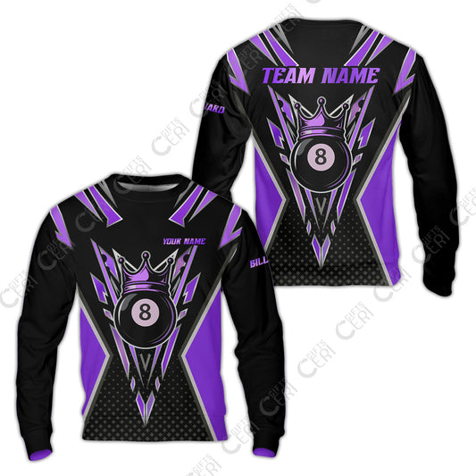 Customized 8 Ball Pool Sweatshirt, Billiard 8-Ball Crown, Billiard Jerseys