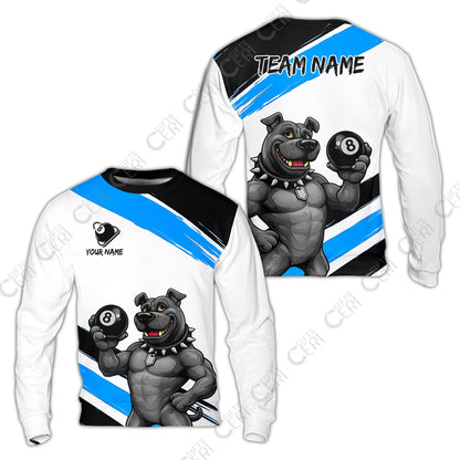 Customized Billiards Sweatshirt, Personalized Pitbull 8 Ball Jersey Gift For Billiard Players