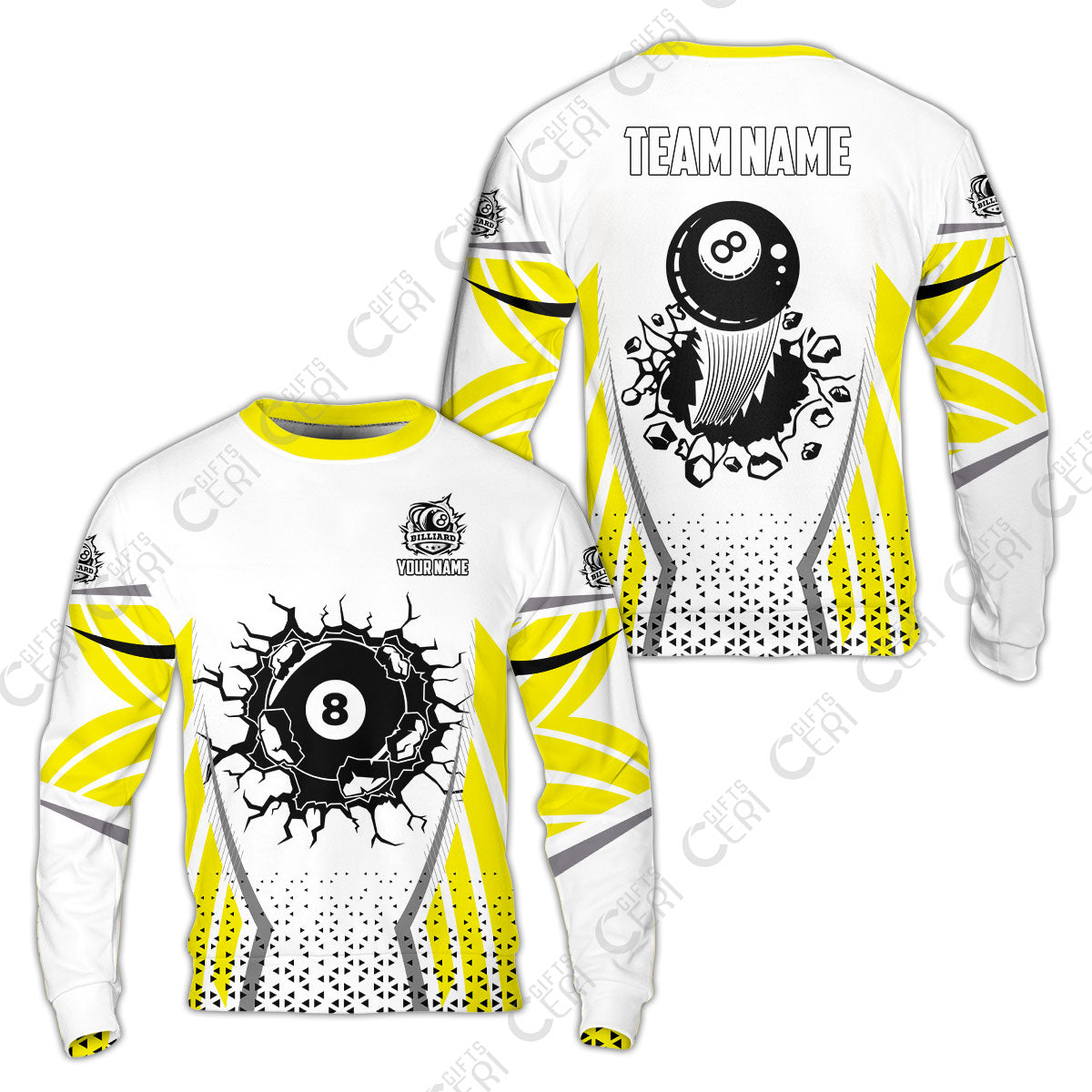 Customized 8 Ball Pool Sweatshirt, Billiard Triangle Pattern, 8-Ball Breaks The Wall, Billiard Jerseys