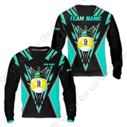 Customized 9 Ball Pool Sweatshirt, Billiard 9-Ball Crown, Billiard Jerseys