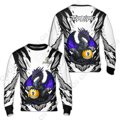 Customized Billiards Sweatshirt, Personalized Baby Dragon 9 Ball Jersey Gift For Billiard Players