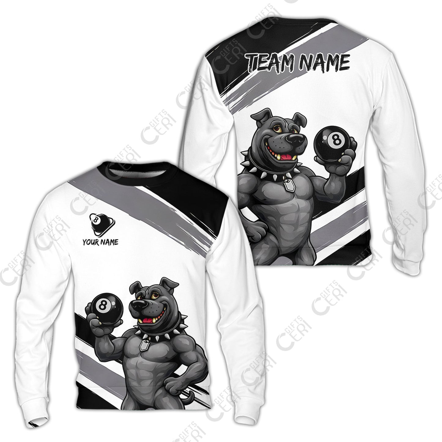 Customized Billiards Sweatshirt, Personalized Pitbull 8 Ball Jersey Gift For Billiard Players