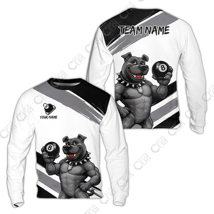 Customized Billiards Sweatshirt, Personalized Pitbull 8 Ball Jersey Gift For Billiard Players