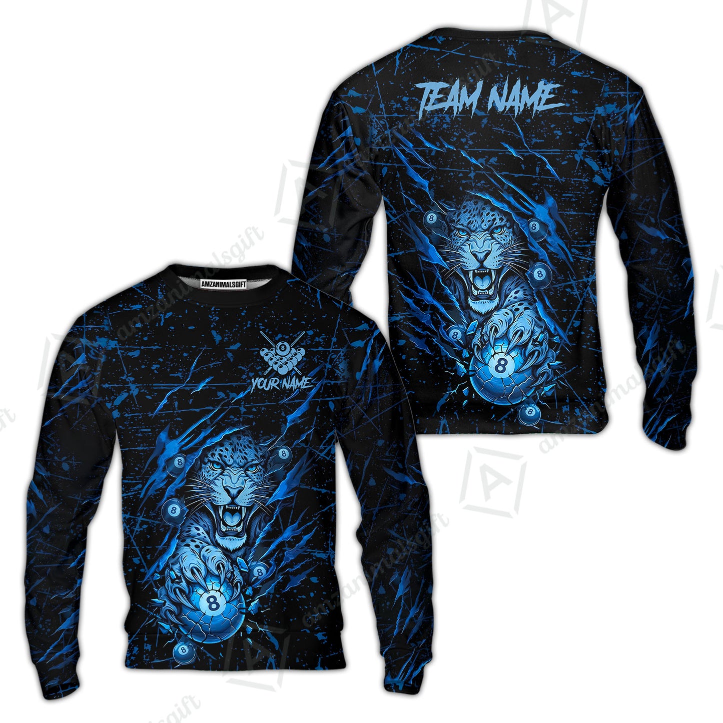 Customized Billiards Sweatshirt, Panther Hold 8-Ball Billiards Jersey Gift For Billiard Players