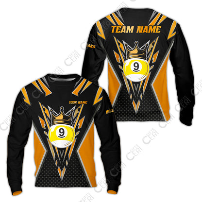 Customized 9 Ball Pool Sweatshirt, Billiard 9-Ball Crown, Billiard Jerseys