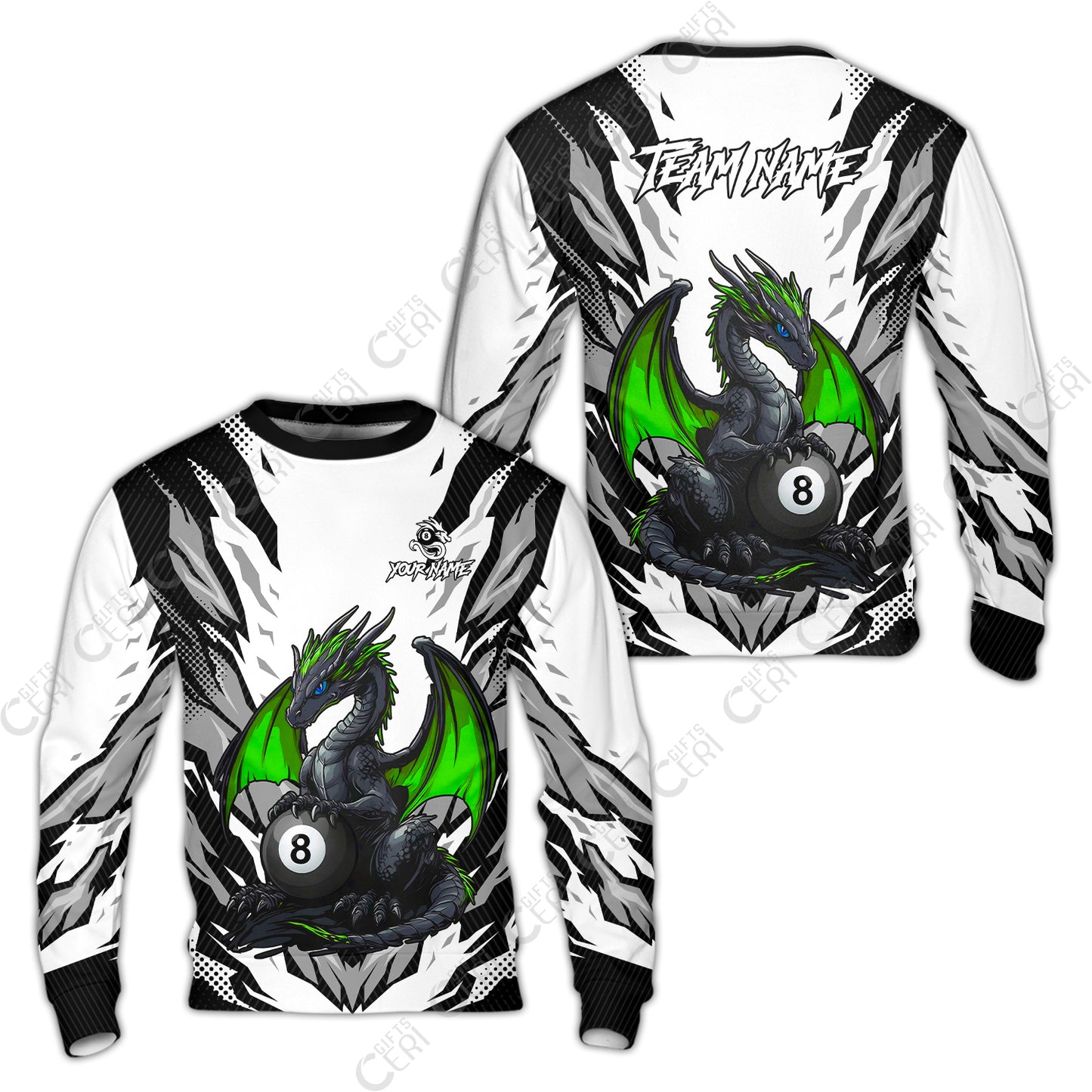 Customized Billiards Sweatshirt, Personalized Baby Dragon 8 Ball Jersey Gift For Billiard Players