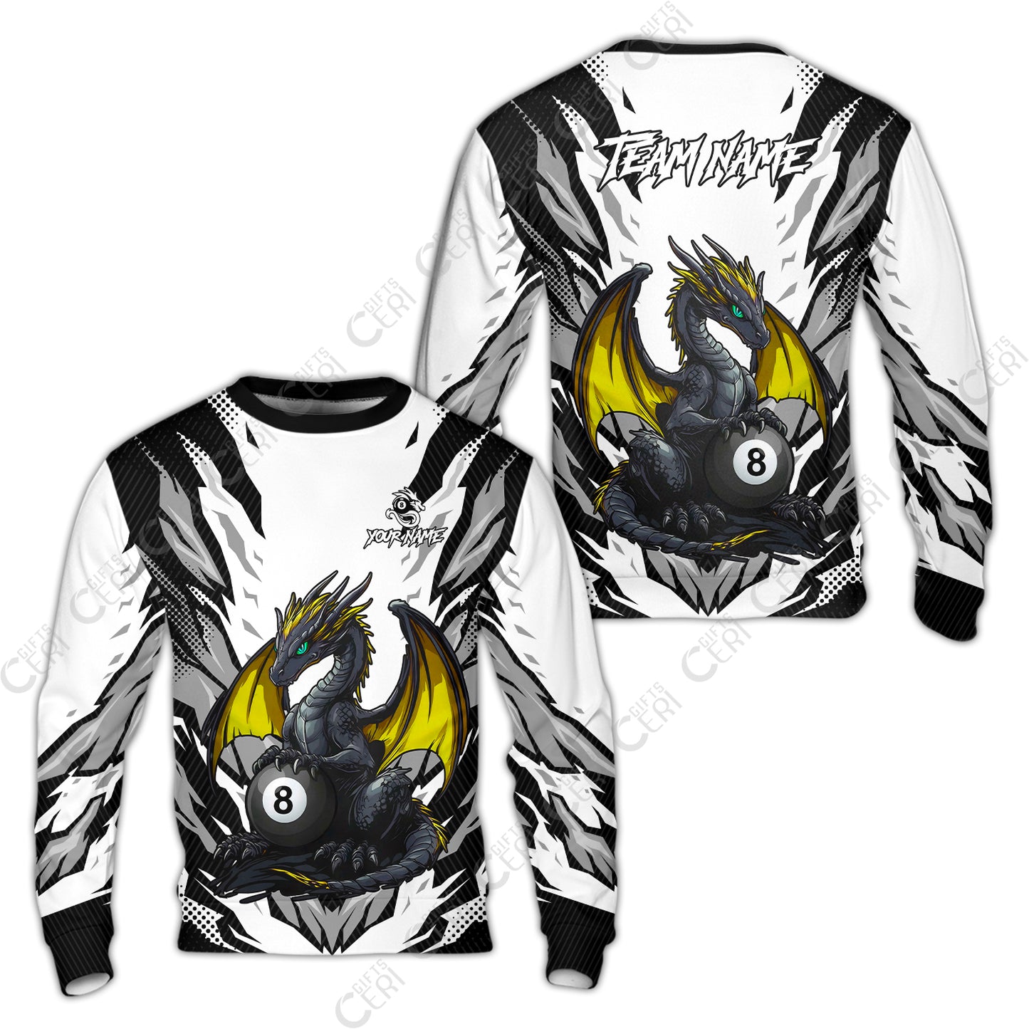 Customized Billiards Sweatshirt, Personalized Baby Dragon 8 Ball Jersey Gift For Billiard Players