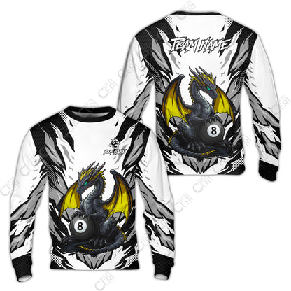Customized Billiards Sweatshirt, Personalized Baby Dragon 8 Ball Jersey Gift For Billiard Players