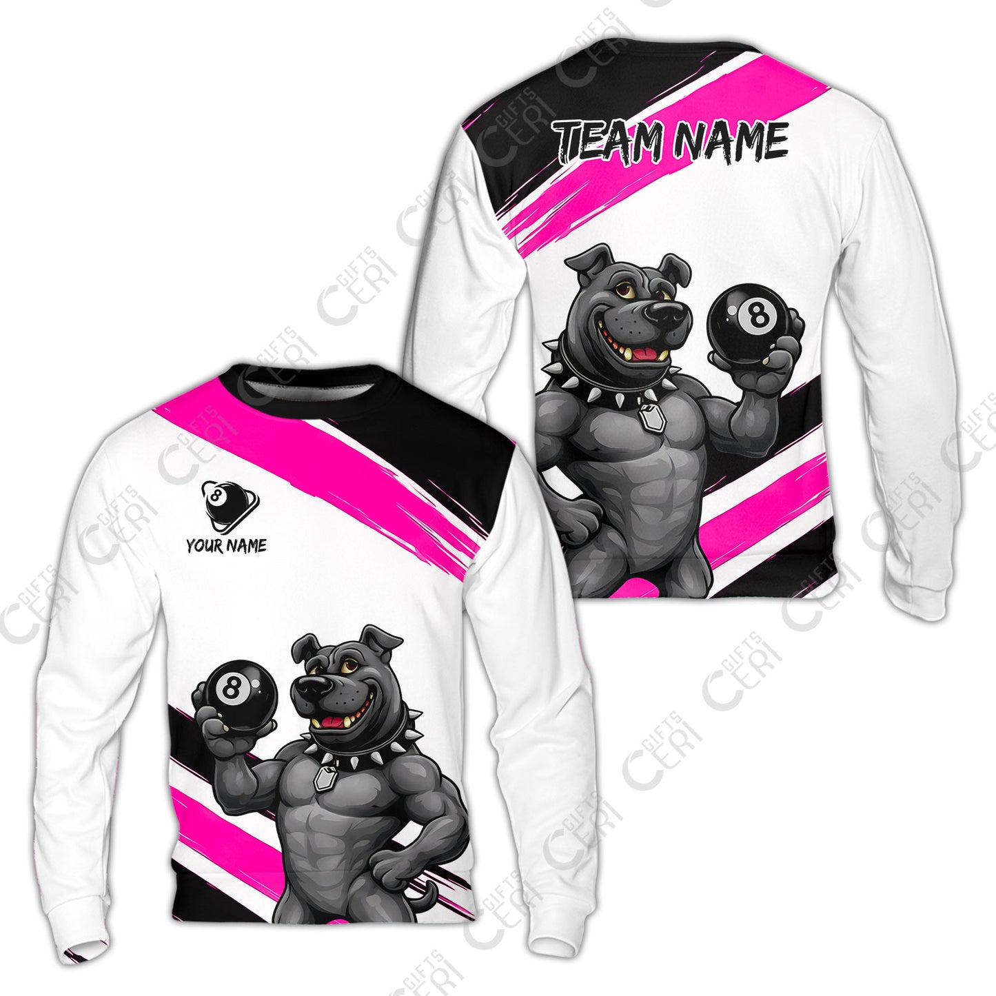 Customized Billiards Sweatshirt, Personalized Pitbull 8 Ball Jersey Gift For Billiard Players