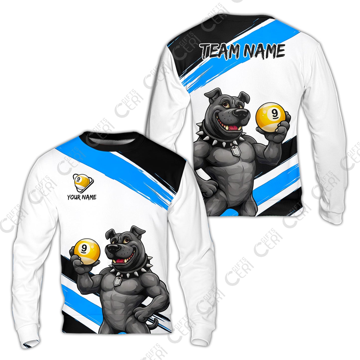 Customized Billiards Sweatshirt, Personalized Pitbull 9 Ball Jersey Gift For Billiard Players