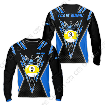 Customized 9 Ball Pool Sweatshirt, Billiard 9-Ball Crown, Billiard Jerseys