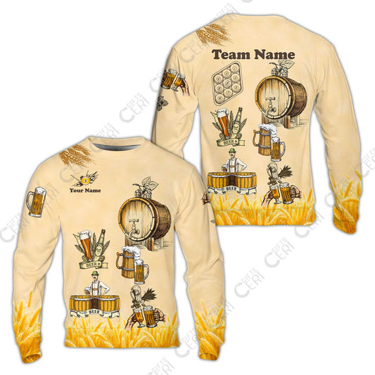Customized 9 Ball Pool Sweatshirt, Beer 3 Scale Billiard 9-ball, Personalized Billiards Jersey